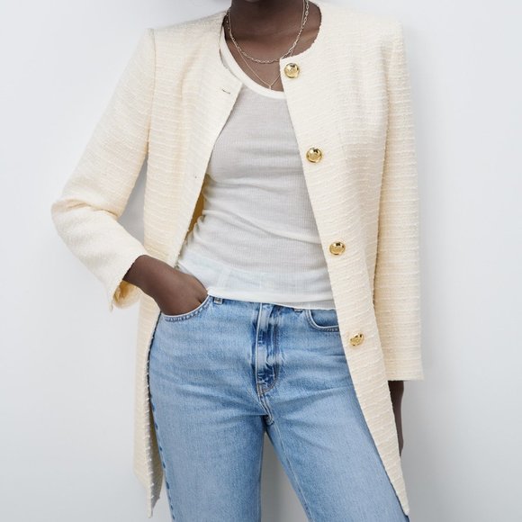 Zara Jackets & Blazers - ZARA TWEED LONG STRUCTURED BLAZER